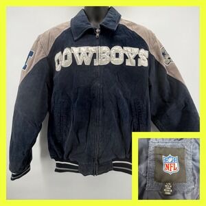 Vintage Dallas Cowboys G-III Leather Suede Jacket Men's Large Blue Grey NFL 90s